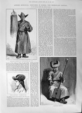 Listing image for Old Print 1891 Mongolian Pilgrim Prayer-Banner Girl Musician Lama Buddhist Pries