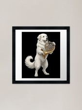 Listing image for Great Pyrenees Playing French Horn Framed Wall Art Poster Canvas Print Picture
