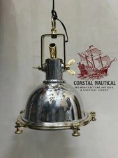 Listing image for Aluminum & Brass Island Decor Hanging Pendant Light – Vintage Industrial Ceiling