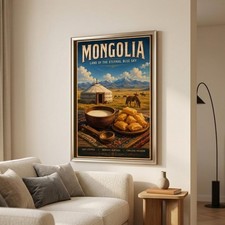 Listing image for Mongolia Travel Poster | Land of the Eternal Blue Sky Wall Art