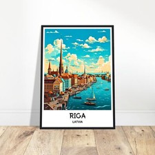 Listing image for Riga Travel Print Riga Poster Latvian Art Print Latvia Lover Gift Wall Hanging