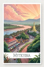 Listing image for Mystical Myitkyina Myanmar - Exotic Travel Poster Art Print A1-A4 Poster Art Pai