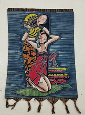 Listing image for Vintage French "Ethnic Folk Art Wax-Resist Batik Fabric Wall Hanging 79x60 cm