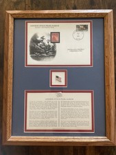 Listing image for WWII Pearl Harbor Framed Postal Commemorative Panel 1943 Mint Stamp Gold US Pin