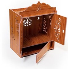 Listing image for Wooden Wall Mounted Hanging Table top Temple Pooja Mandir God Stand Shelf for S
