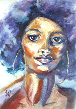 Listing image for African Girl Original Oil Painting Woman Wall Art Wall Decor Canvas size A4