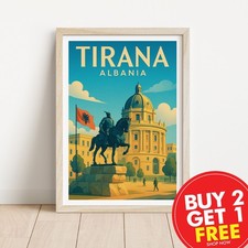 Listing image for Tirana Albania Retro Travel Print, Art Deco Wall Art, Vintage Poster, Art Deco,