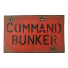 Listing image for Red Command Bunker Humour Fun Natural Wooden Wall Door Sign Plaque 30 x 21 cm