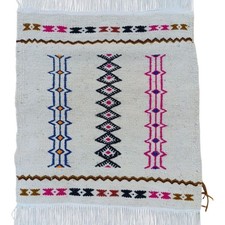 Listing image for Handwoven Algerian Wool Wall Rug 45x42 cm Berber Tribal Tapestry Boho Home Decor