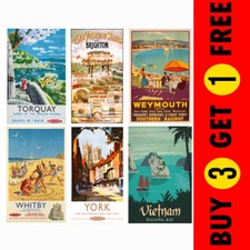 Listing image for VINTAGE RETRO HOLIDAY TRAVEL RAILWAY POSTERS CITY COUNTRY PHOTO PRINT WALL ART