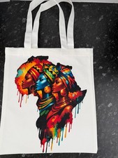 Listing image for African Heritage Canvas Tote Bag - 3 Women Map Art Print - Colourful Afrocentric