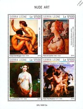 Listing image for Nude Paintings Art / Artwork / Nudes MNH 4v Stamp Sheet #3 (2019 Sierra Leone)