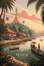 Listing image for Captivating Pathein Myanmar Travel Poster - Vibrant Tropical Scenery Art Print A