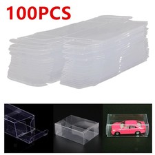 Listing image for 100PCS Clear PVC Display Case 1/64 Model Car Toy Protector Box Transparent UK