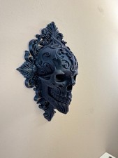 Listing image for Gothic Ornate Skull Wall Art – Galaxy Black Baroque Skull Decor Horror Fantasy.