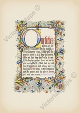 Listing image for Antique illuminated manuscript THE LORD'S PRAYER wall art gift print poster