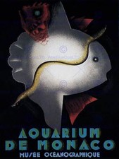 Listing image for Cultural Museum Aquarium Fish Monaco France Vintage Advertising Poster 1601Py