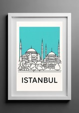 Listing image for Istanbul Travel Poster Print Modern Wall Art Gift, A4 A3 7x5 Options