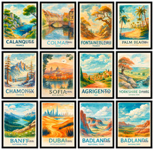 Listing image for World Cities Travel Poster Print | Famous Landscape Wall Art for Home Decoration