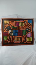 Listing image for Textile Art Guna Mola 1960's Panama Folk Art Vintage Handmade Wall Decor Framed