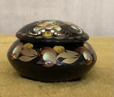 Listing image for Baltic Folk Art Trinket Dish With Lid Gold Floral Design