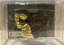 Listing image for Sanxingdui Museum Collectible Mask Gold & Brown Plastic Figurine in Display Box