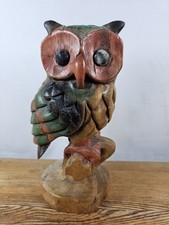 Listing image for VINTAGE HAND CARVED WOODEN OWL FIGURINE LIKELY SOUTHEAST ASIAN FOLK ART DECOR