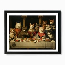 Listing image for Romanesque Painting Inspired Cats A Framed Wall Art Poster Canvas Print Picture