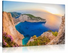 Listing image for Beach With Shipwreck Against Sunset Island Greece Canvas Wall Art Picture Print