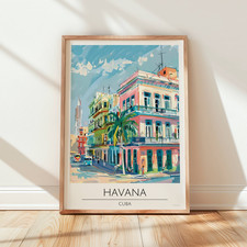 Listing image for Cuba, Havana Travel Print Poster / Vintage Wall Art / A5 A4 A3 / Unframed