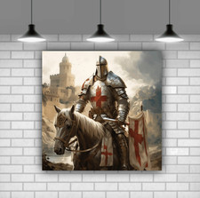 Listing image for Medieval Knights Templar wall art modern canvas print mounted ready to hang