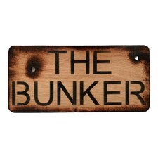 Listing image for The Bunker Humour Fun Wooden Children's Den Wall Door Sign Plaque ( 30 x 14 )