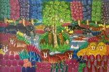 Listing image for J. Frantz Adam and Eve Vintage Haitian Art - J0001, Poster Print Art