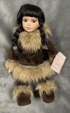 Listing image for Collectible Porcelain Doll Genuine Indigenous Arctic Eskimo With Braids