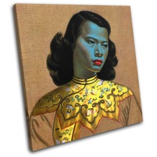 Listing image for Chinese Girl Vintage Blue Vintage SINGLE CANVAS WALL ART Picture Print