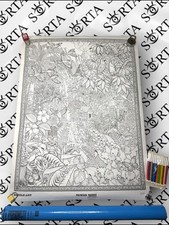 Listing image for UNUSED Vintage 1992 Doodle Art Polynesian Paradise Coloring Poster Uncolored NOS