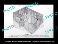 Listing image for OLD LARGE HISTORIC PHOTO OF CINCINNATI OHIO STEWART PRISON CELL POSTER c1910 2