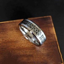 Listing image for 14k White Gold Over Celtic Wedding Band Rings Mens Womens Celtic Irish Band Ring