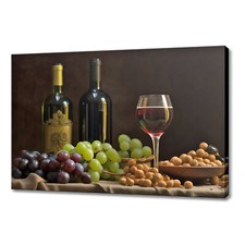 Listing image for Vintage Wine Bottles Grapes Winery Kitchen Decor Canvas Print Picture Wall Art
