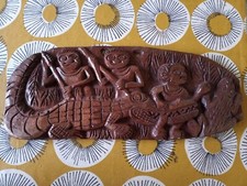 Listing image for Papua New Guinea Carved Wooden Storyboard. UK Seller. 40x16cm. Wall Art. 1990