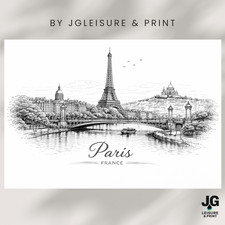 Listing image for European City Skyline Art Print – Paris Rome Venice Prague Budapest Barcelona Wa