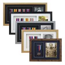 Listing image for 3d Deep Box Frame To Display War Military Sport Medals + Photo Black Grey Oak