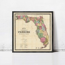 Listing image for Old Map of Florida 1870 Vintage Map Wall Map Decor Print Framed