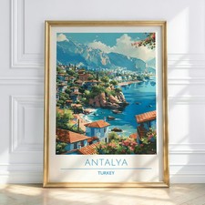 Listing image for Antalya Turkey Travel Poster Print –Mediterranean Coast Wall Art Turkish Riviera