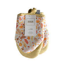 Listing image for House & Garden Set of 2 Leaves Print Kitchen Oven Mitten Pot Holder 5.5" X 8"