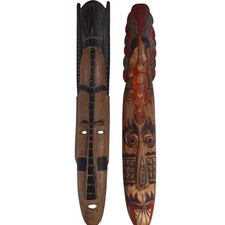Listing image for African Tribal Mask Hand-Carved Decor Painted Wood Wall Art Mask Preloved
