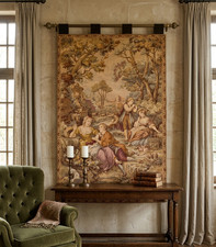 Listing image for Vintage French Tapestry Wall Hanging 2x3 Ft Handmade Pictorial Woven Wall Art