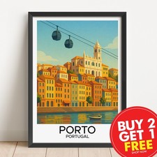 Listing image for Porto Portugal Travel Print, Art Deco Vintage Travel Poster, Gallery Wall Set,