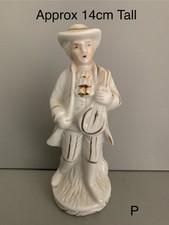 Listing image for Vintage Collectible Blue & White Porcelain Figurine of Colonial Man with Lute
