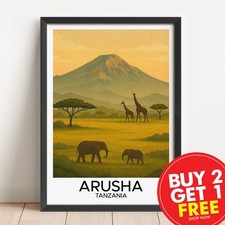 Listing image for Arusha Tanzania Travel Print, Retro Wall Art, Holiday Poster, Mid-Century, Gift,